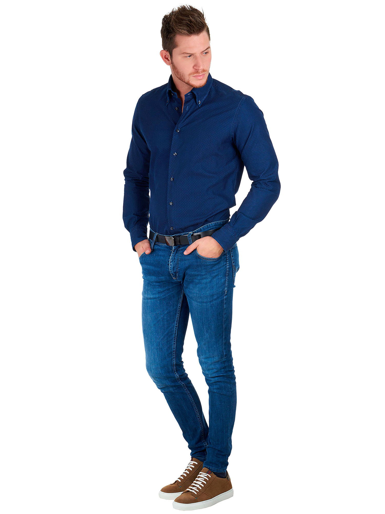 Stylish denim shirt with buttondown collar Delsiena
