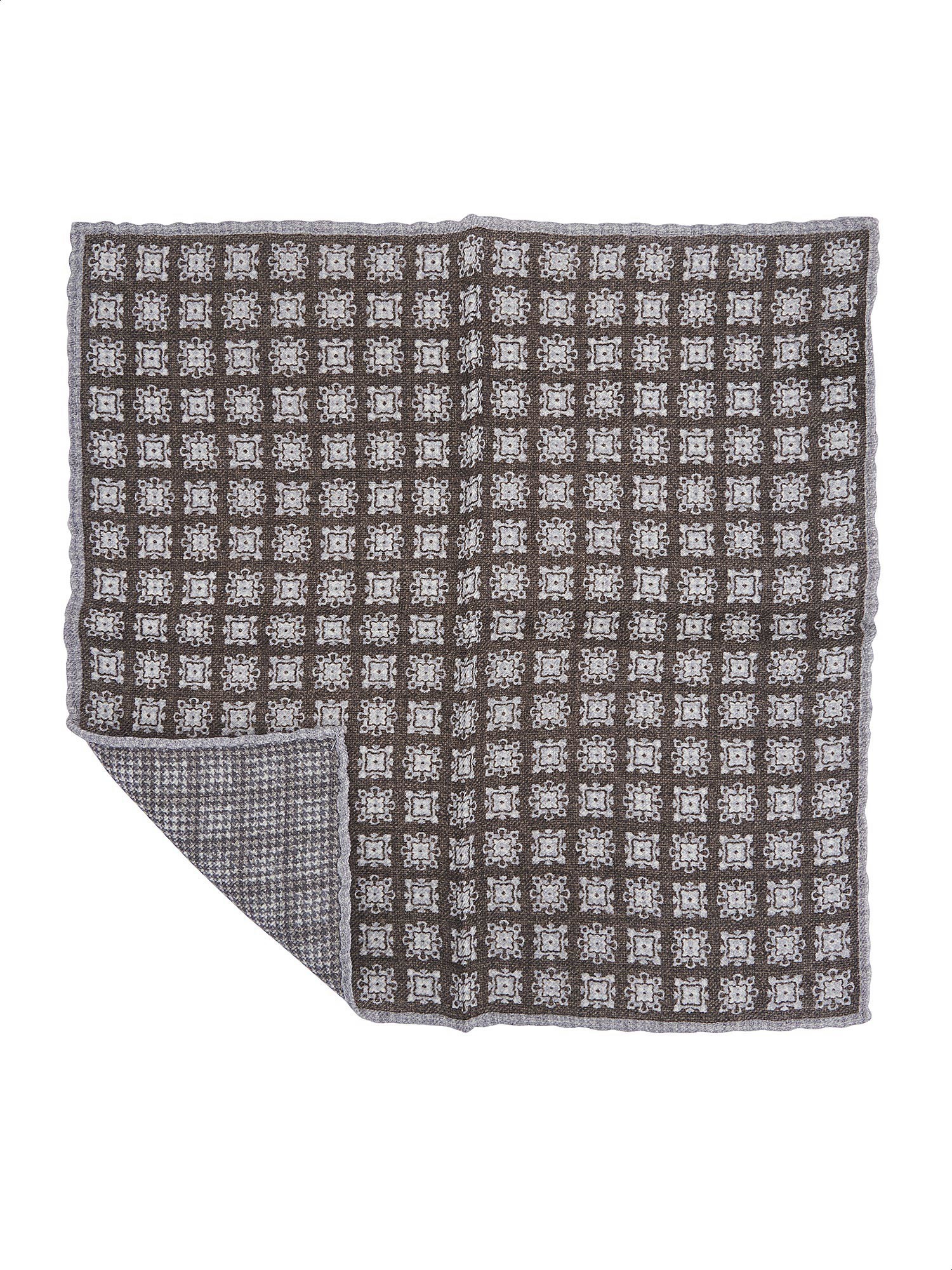 Brown wool pocket handkerchief double face Rosi Collection Made in Italy