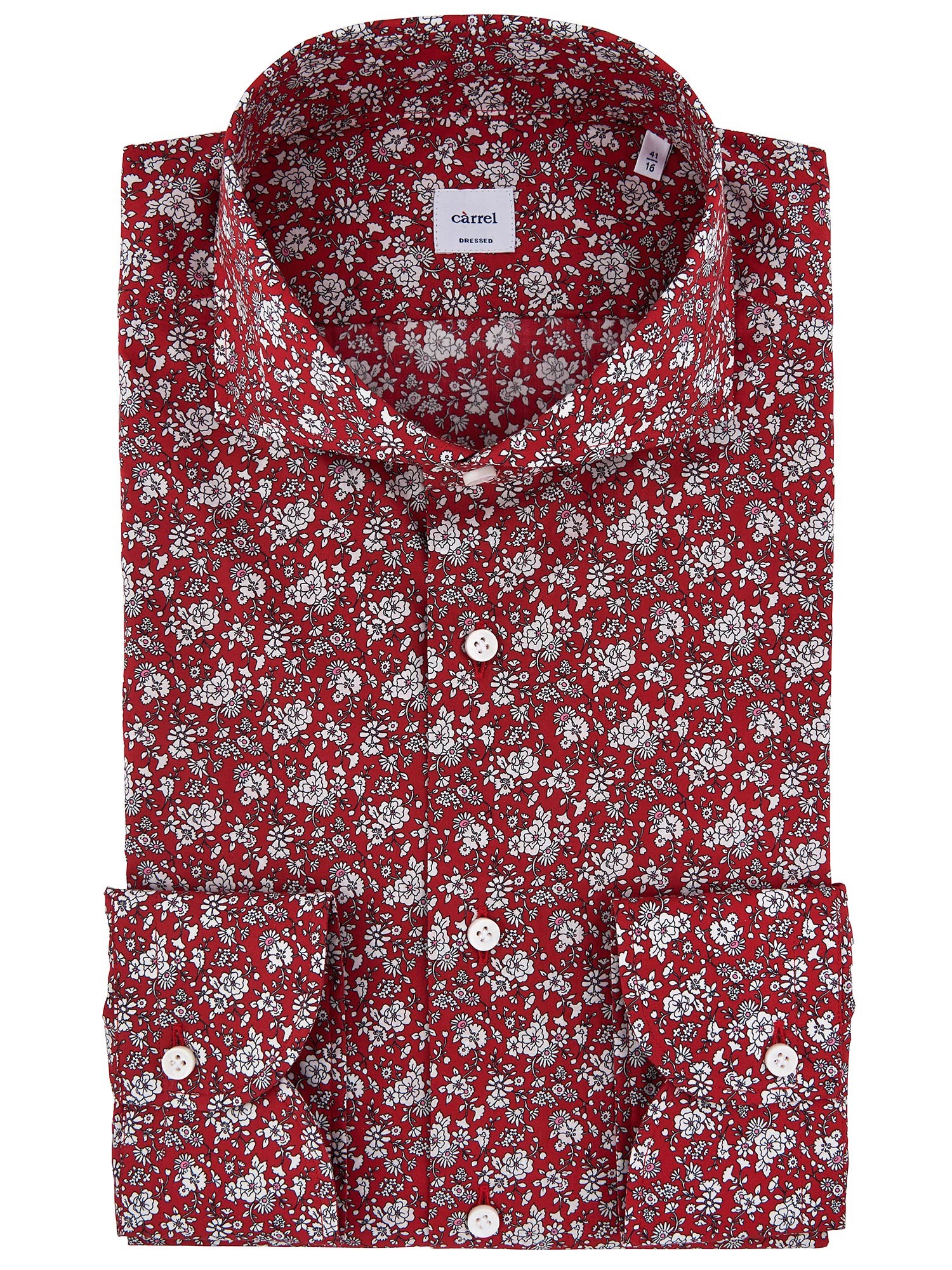 Red-floral shirt with spread collar - Càrrel