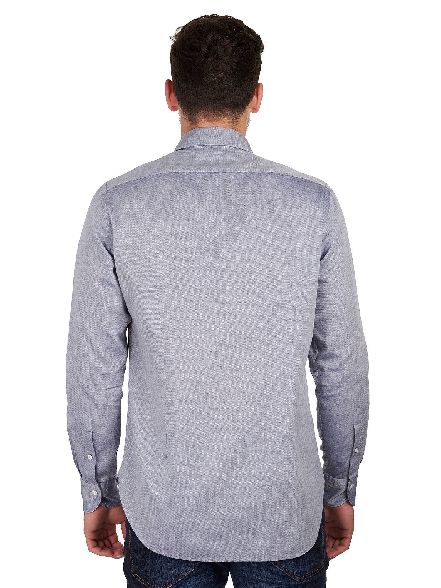 Grey cotton shirt with fashion small collar The Sartorialist