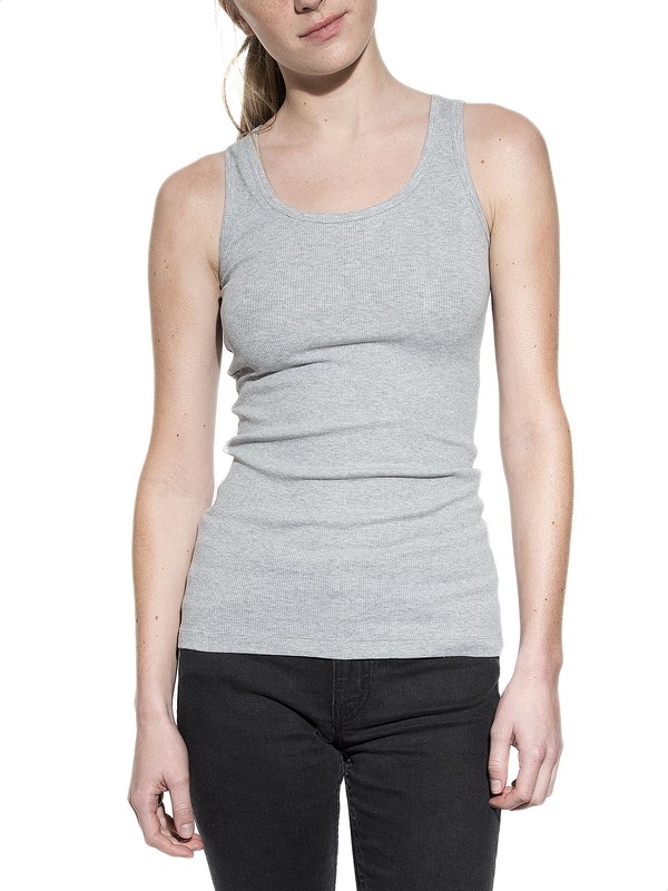 Gray stretch cotton ribbed tank top - Bread&Boxers