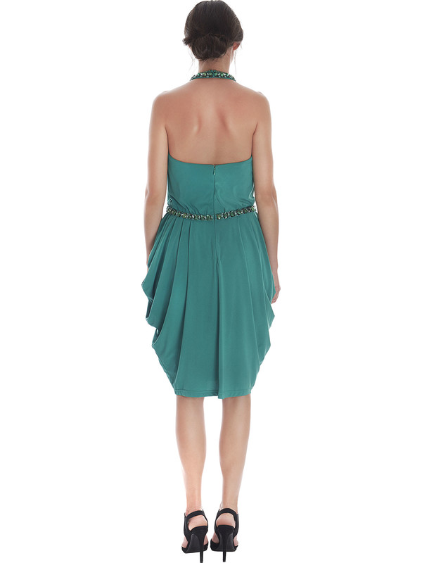 slim fit dress slacks Sleeveless Dark Green Formal Evening Gown with Beaded Belt – loveangeldress main image 0