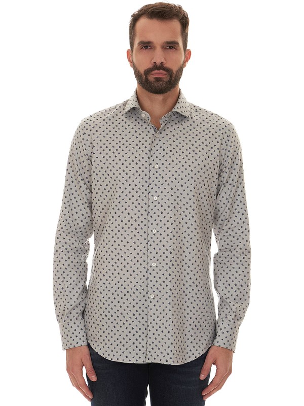 Grey star patterned Delsiena Shirt with cutaway collar