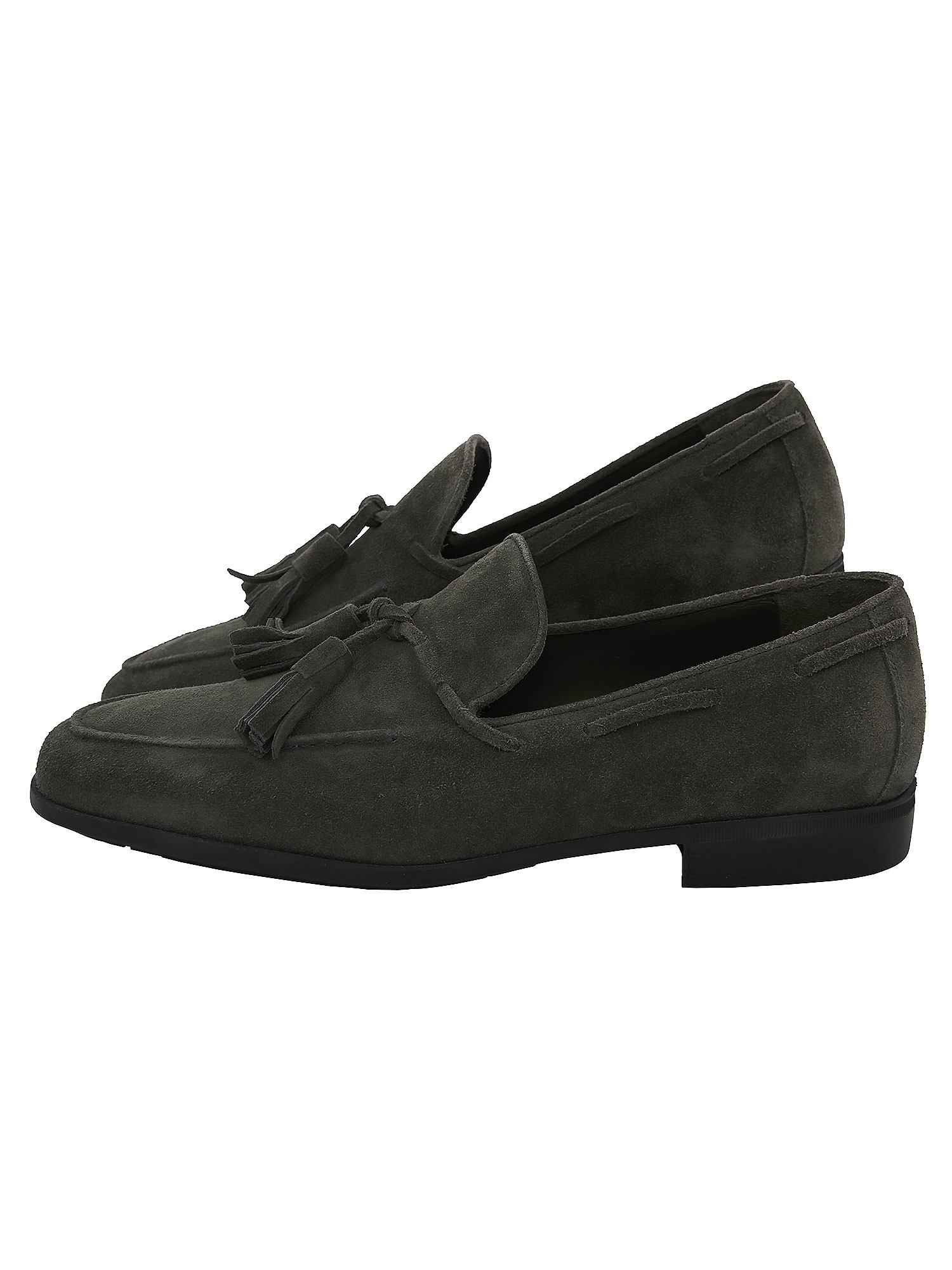 Loafers for men in dark grey suede with tassels J. Holbens