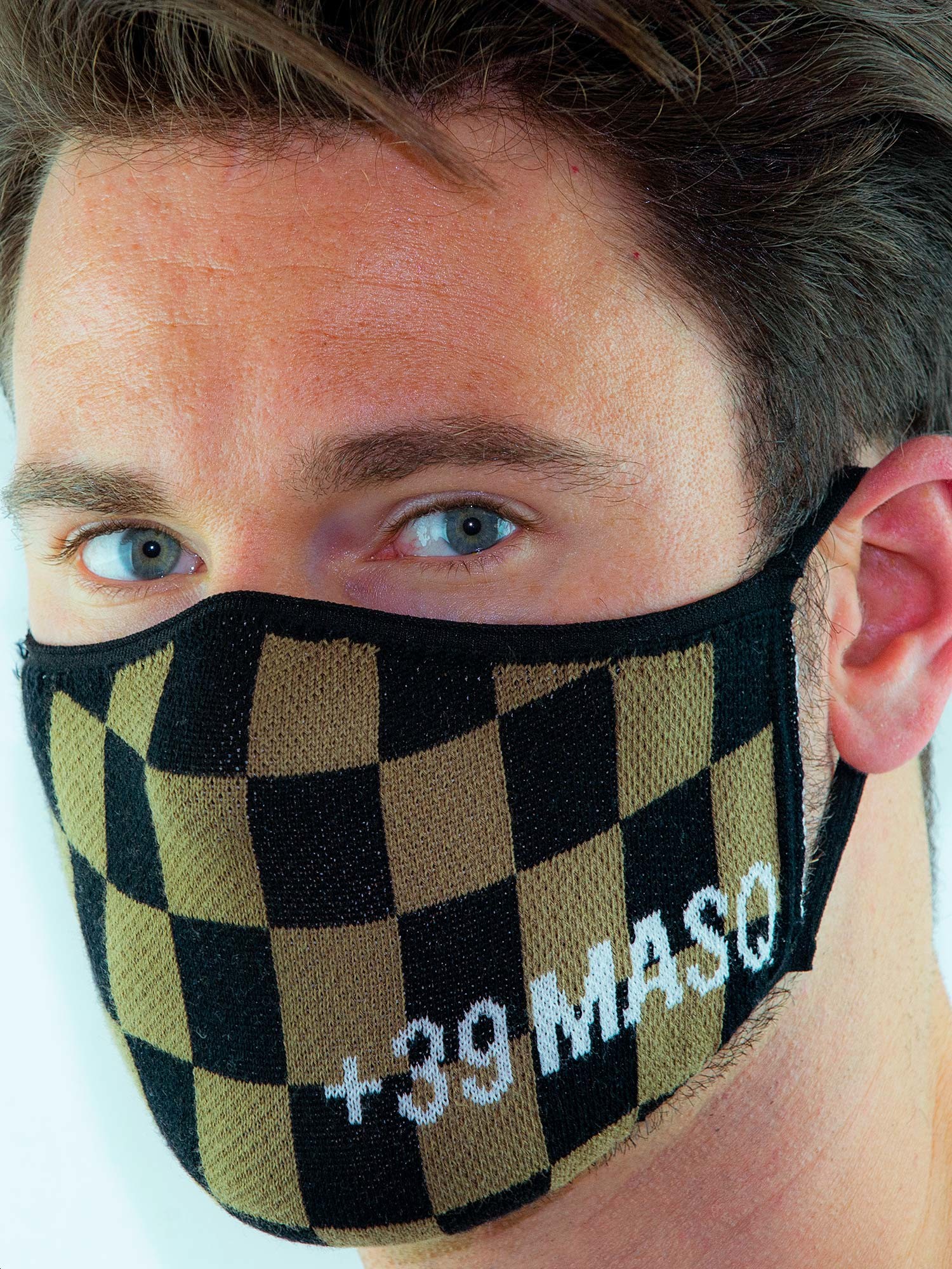 +39 MASQ Mask in fresh green and black cotton