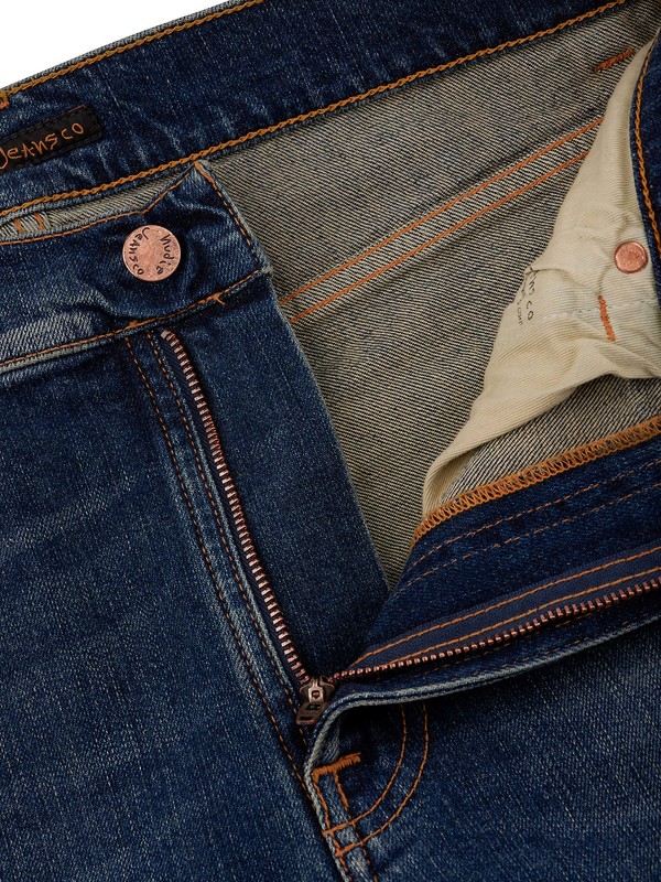 Nudie Jeans in sparkling blue denim and stretch fabric