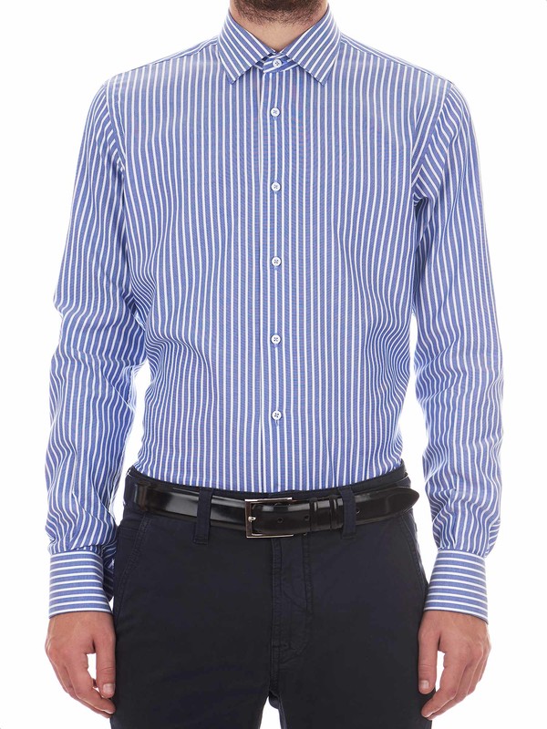 Classic shirt for men with blue stripes - Càrrel