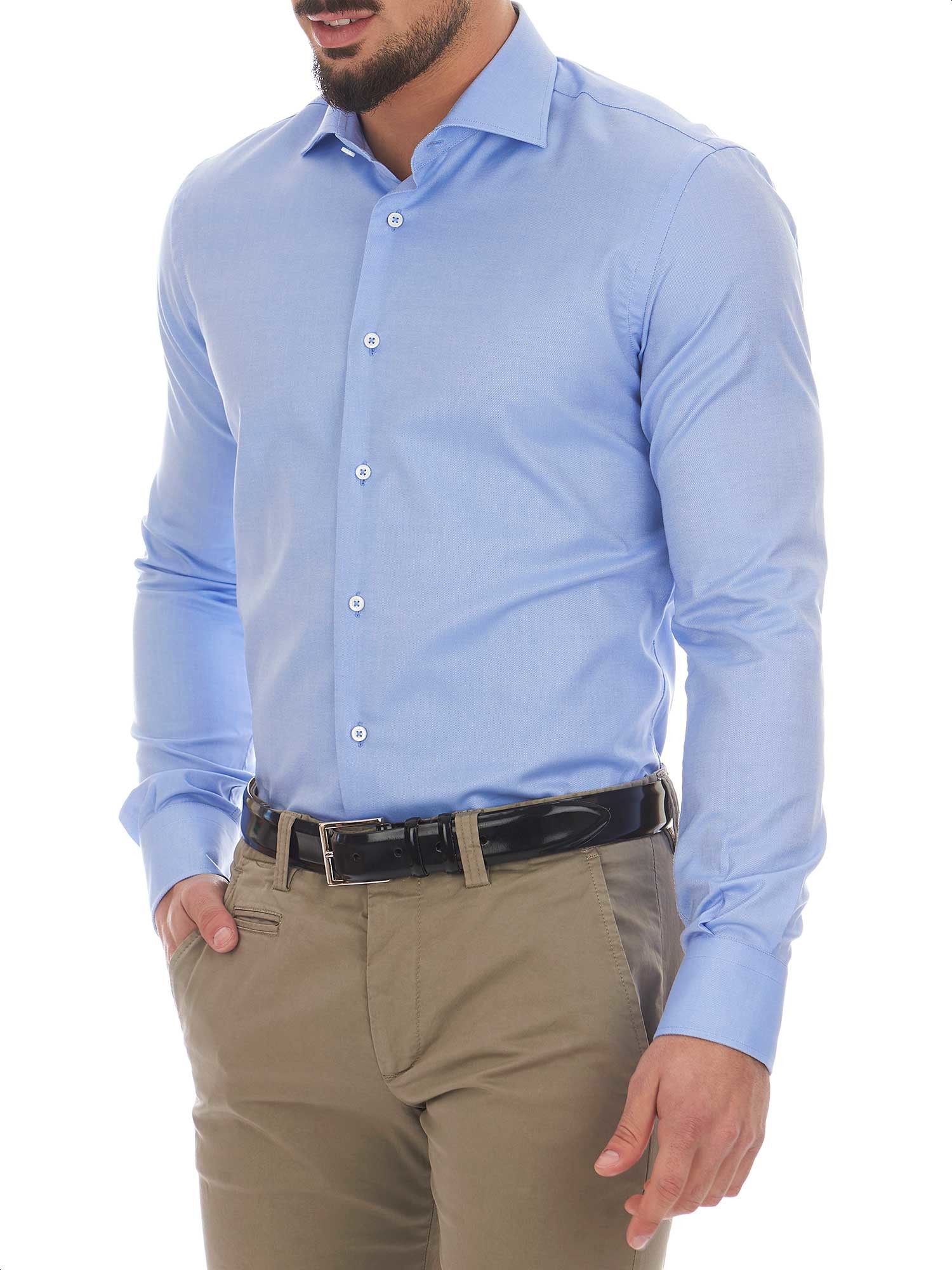 Light blue shirt for men with cutaway collar - Del Siena