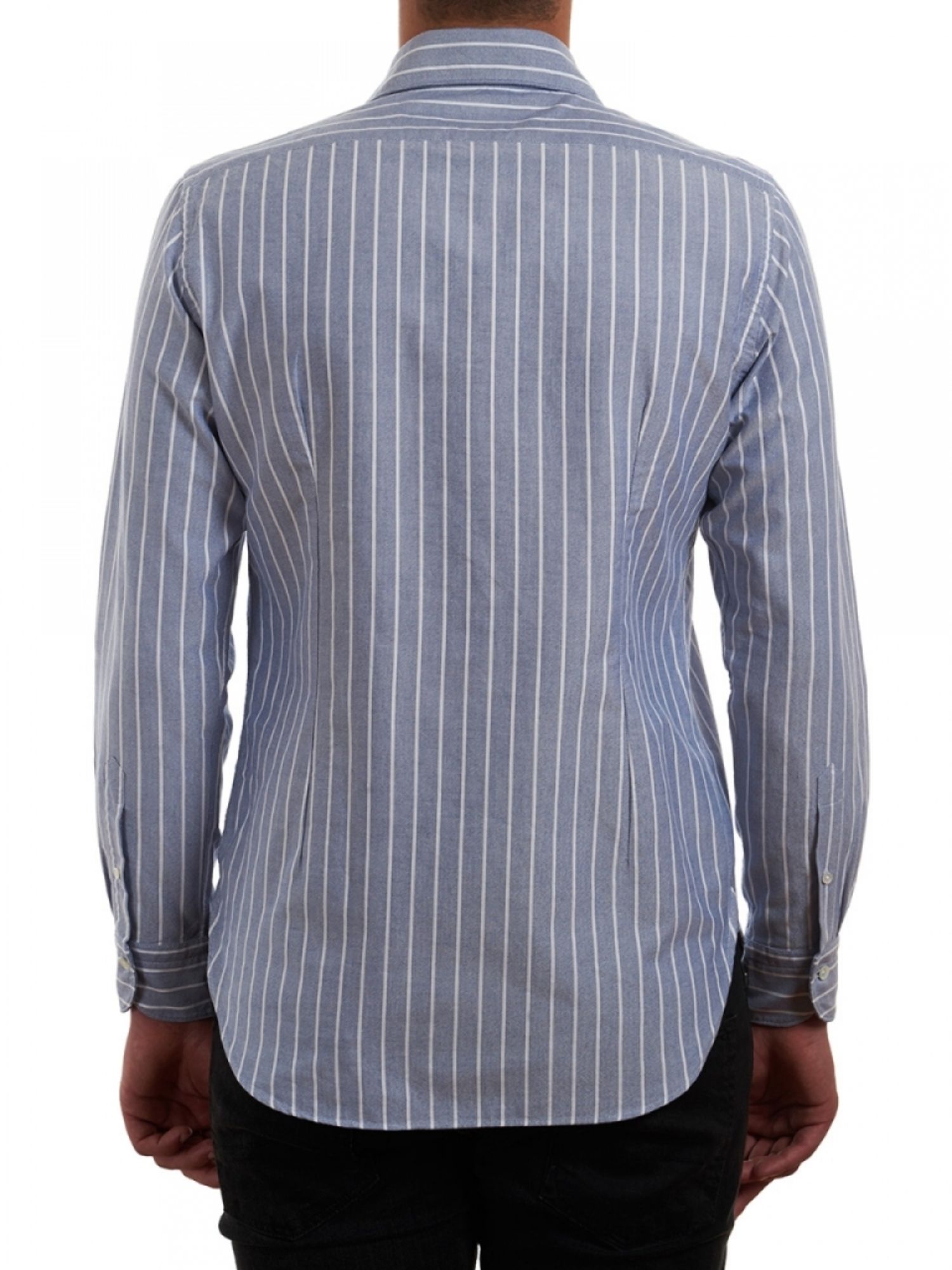 Washed oxford light-blue shirt striped white - The Sartorialist