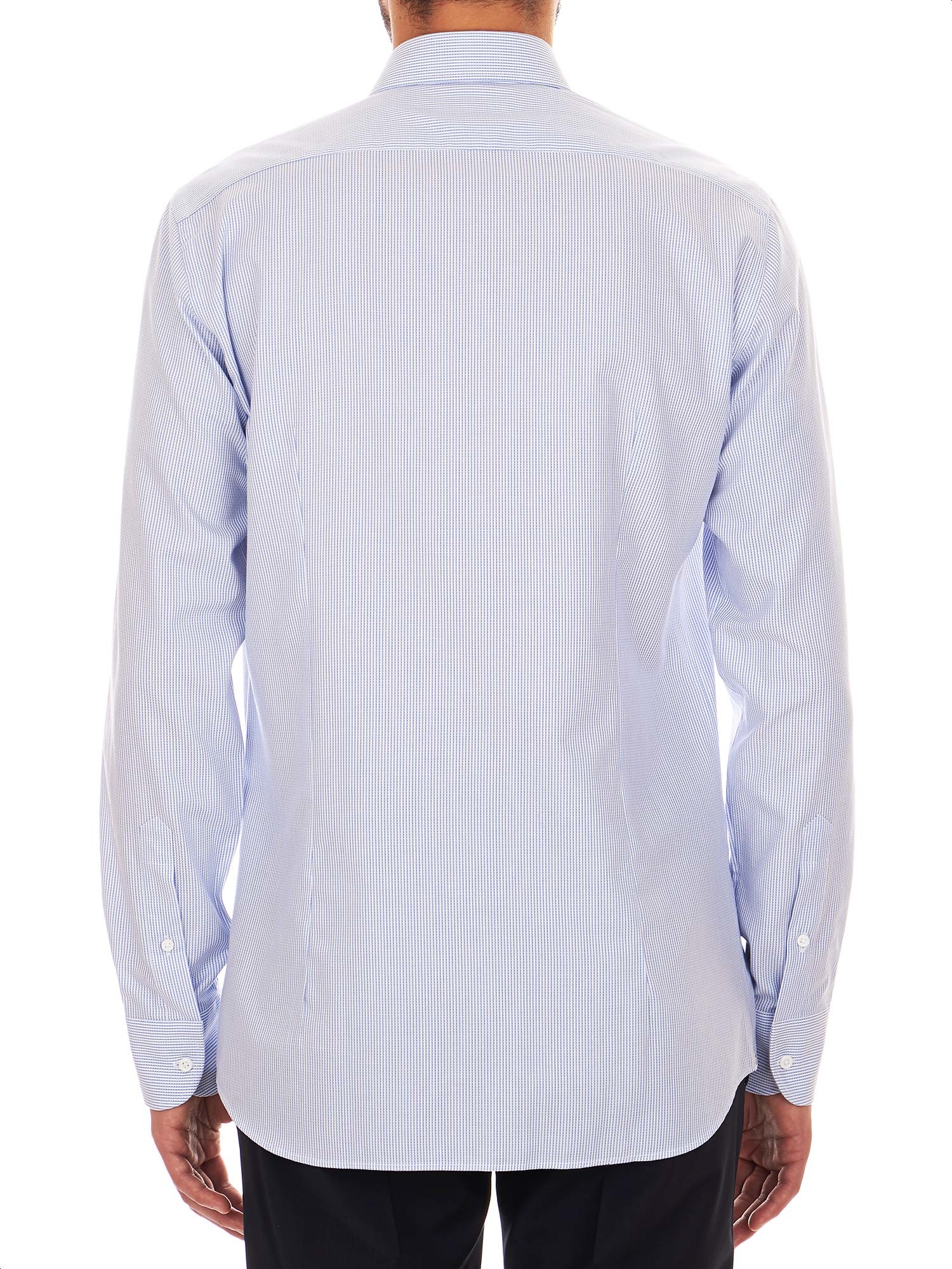 Del Siena striped light blue shirt cutaway collar