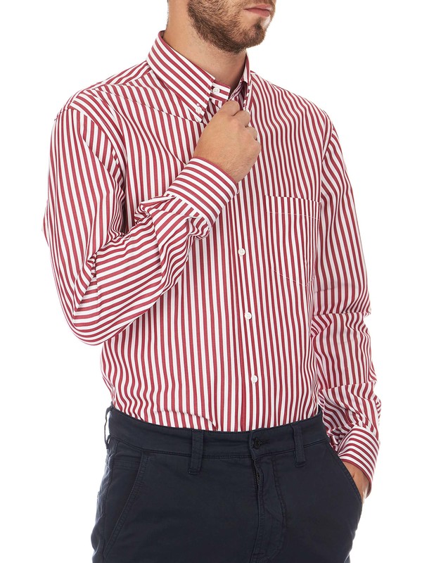 Comfort fit red and white striped shirt - Del Siena