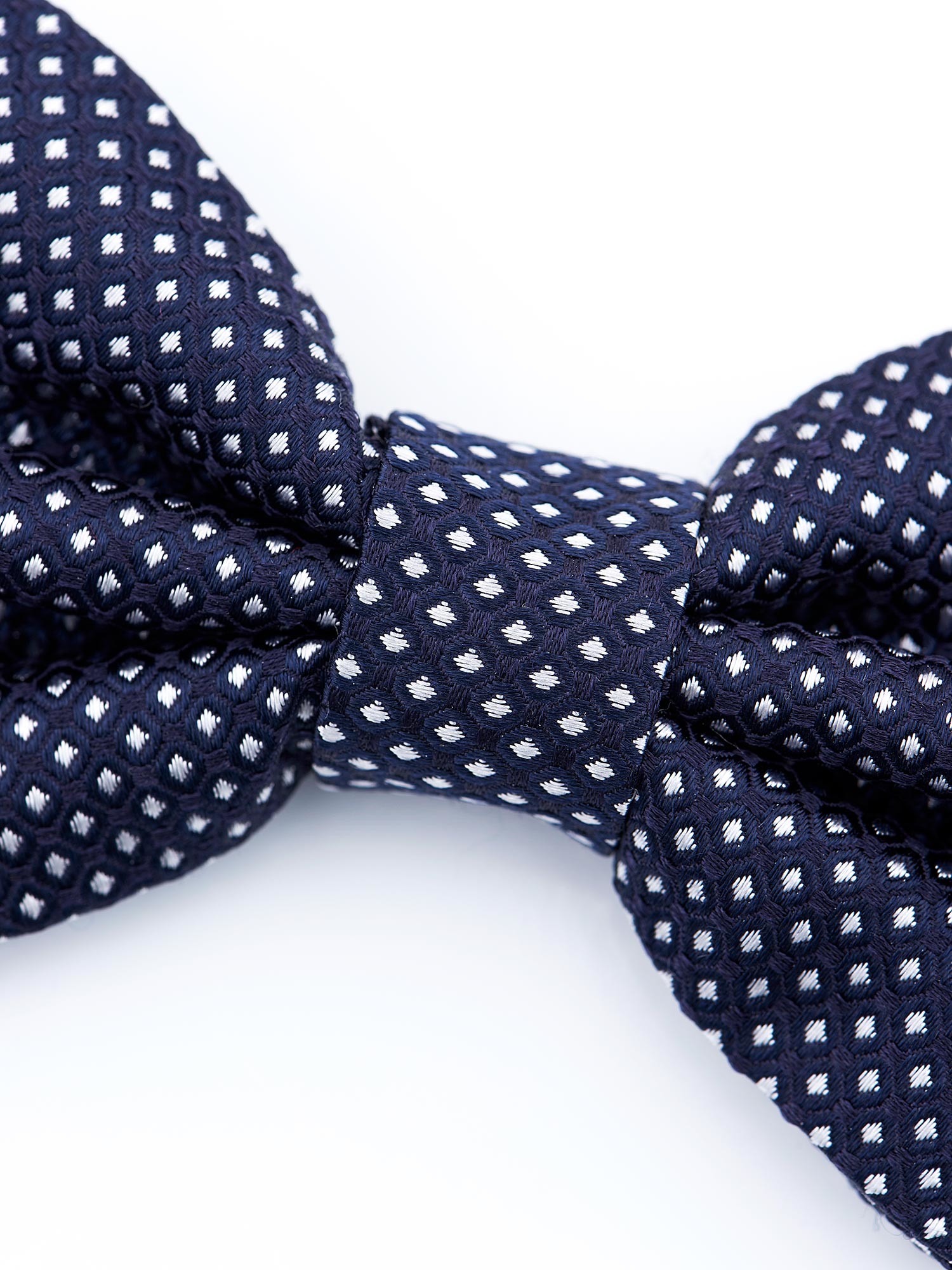 Classic bow tie in blue silk with pattern Rosi Collection