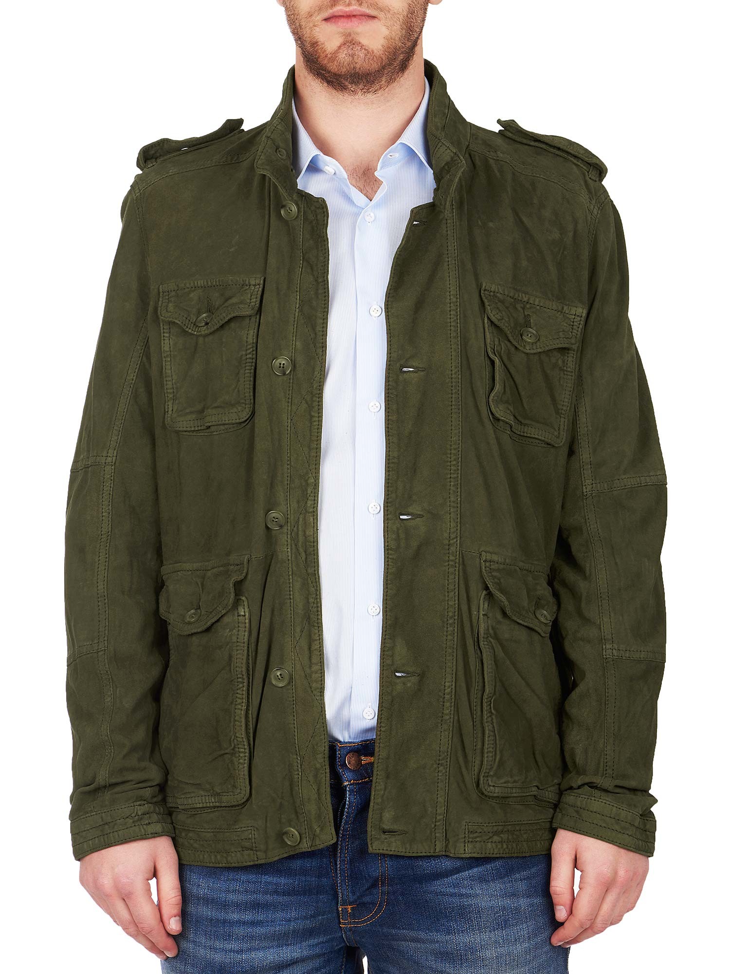 Andrea D'Amico - Green field jacket in washed suede