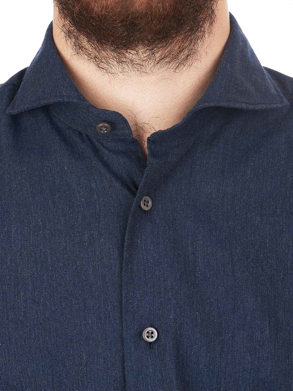 Men's flannel shirt in blue color - The 