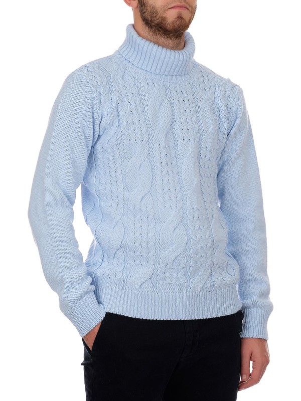 Light Blue Turtleneck Men s Sweater