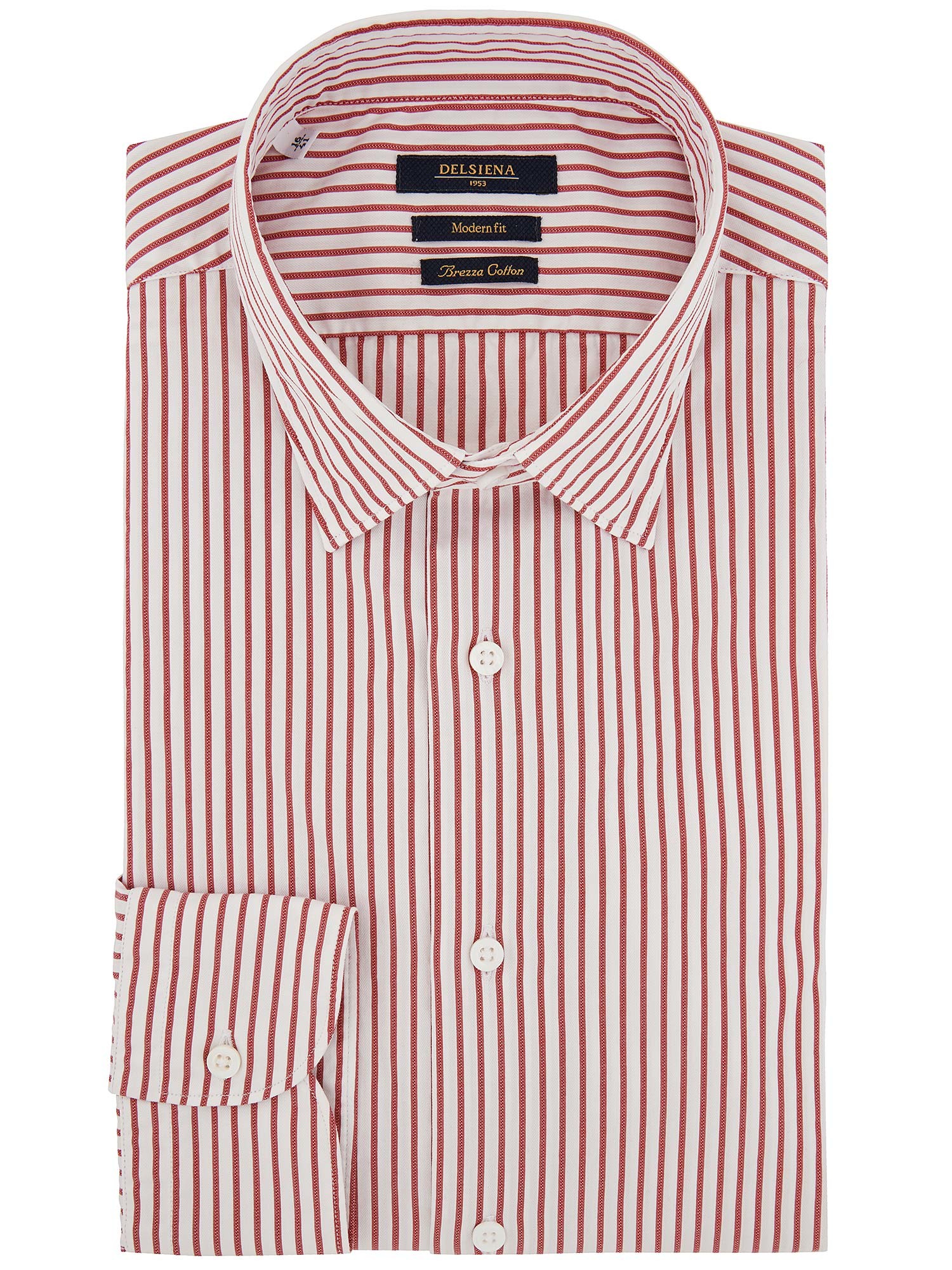 red and white striped button up shirt