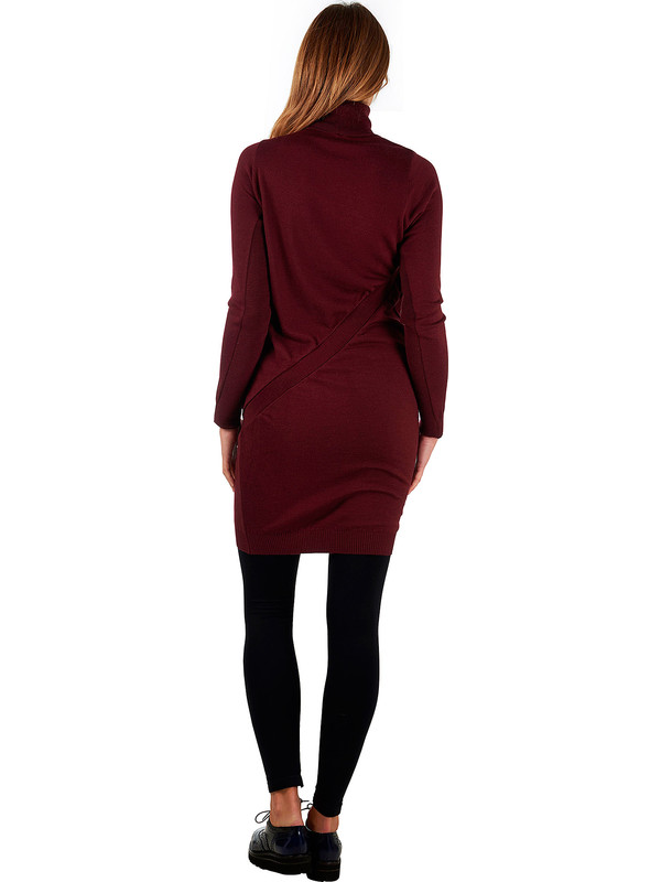 Turtleneck burgundy merino wool dress for women Mariani Made in Italy Turtleneck burgundy merino wool dress for women Mariani Made in Italy