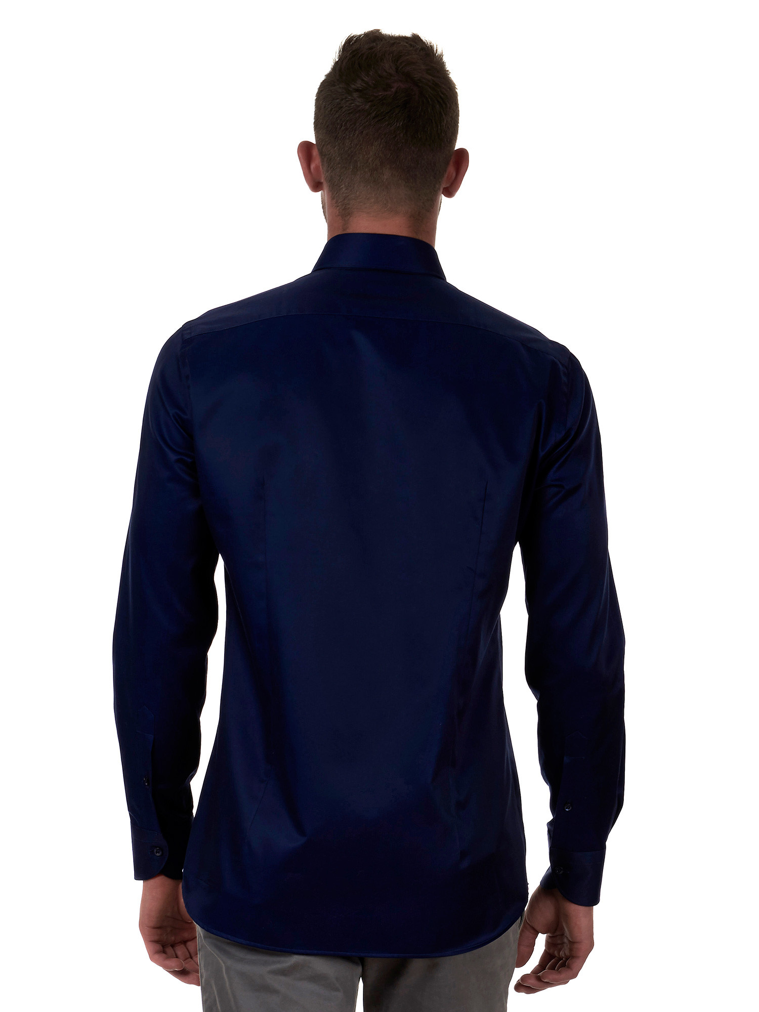 Men's Shirt elegant midnight blue cotton Delsiena