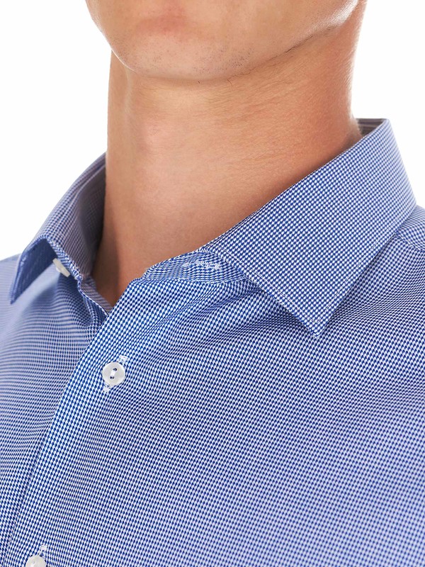 Blue classic shirt with "noiron" fabric Marcus