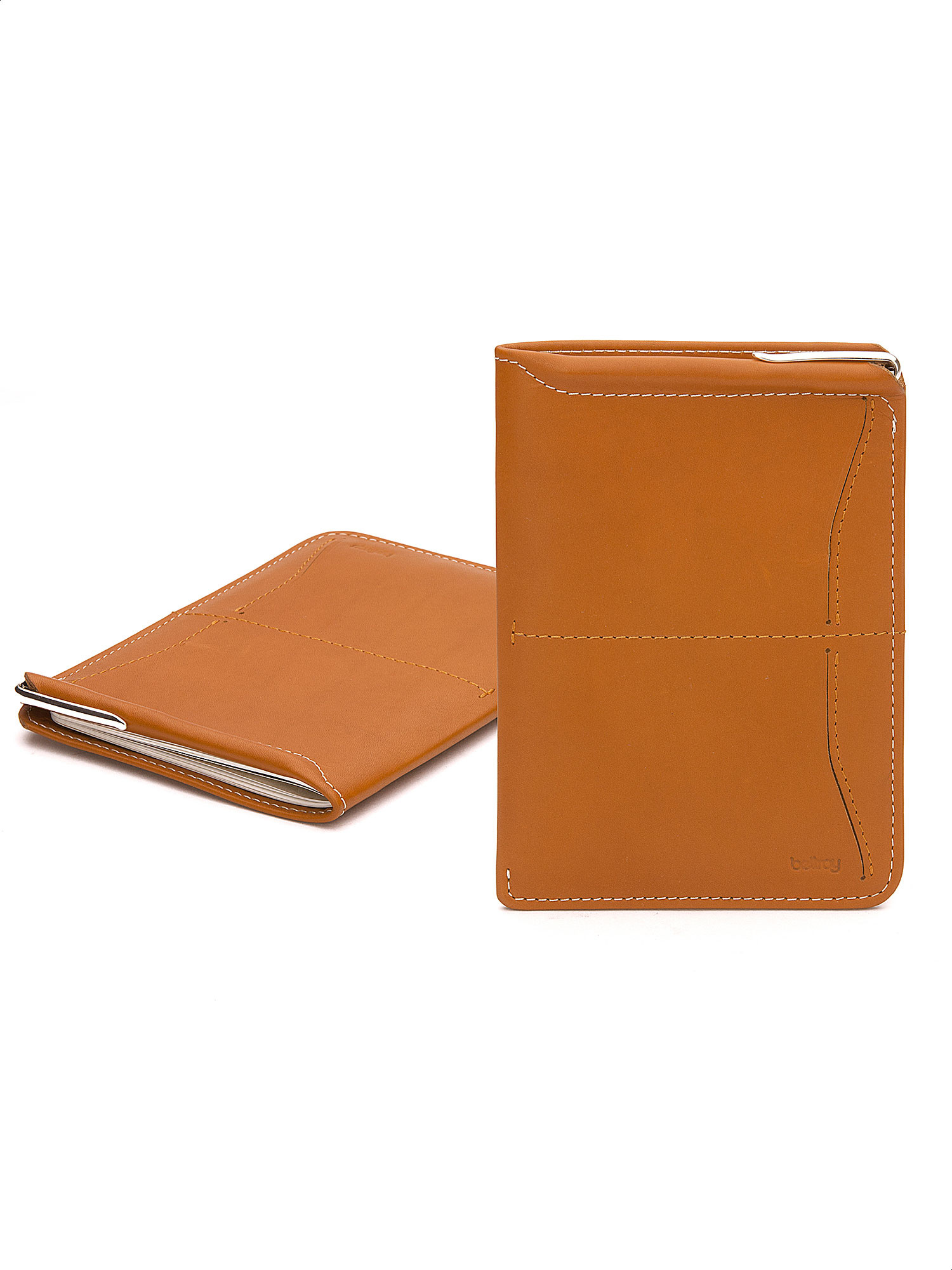 Bellroy Passport case in orange leather with micro pen