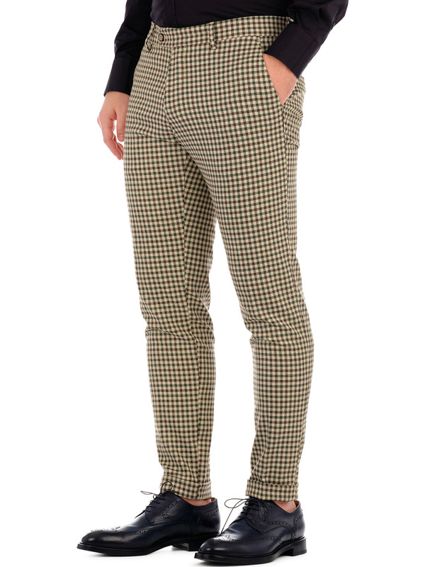 Pantalon carreaux beige Hexis Milano