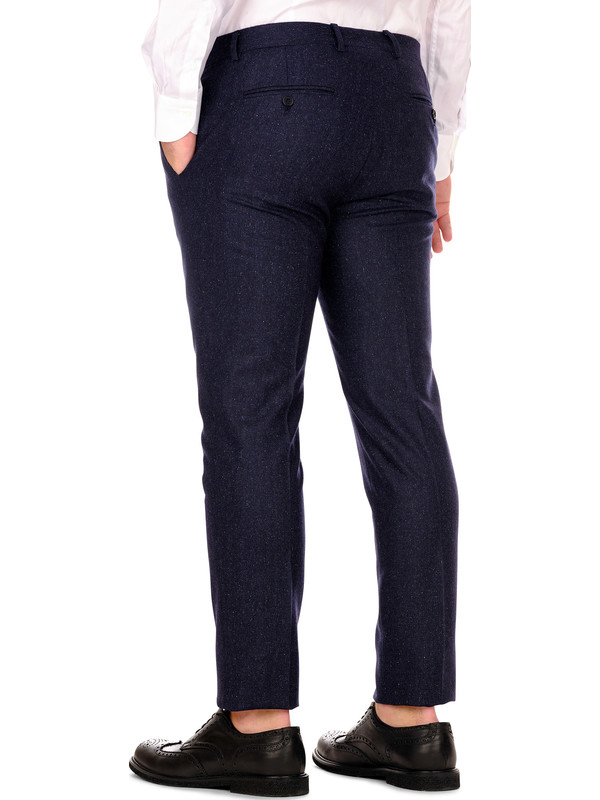 pantalon cigarette homme Pantalon Laine Bleu
