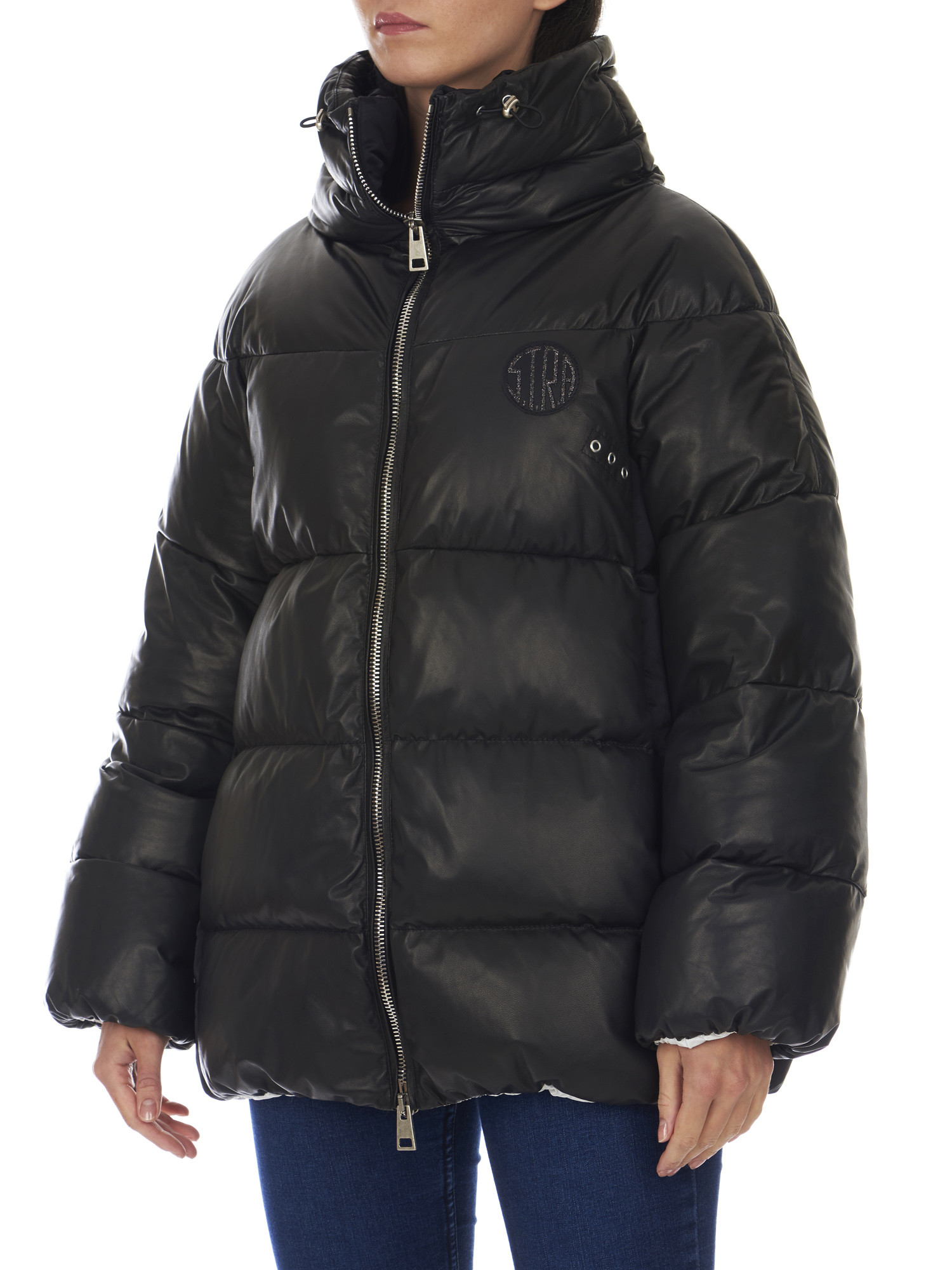 Piumino donna STRA colore nero in vera pelle