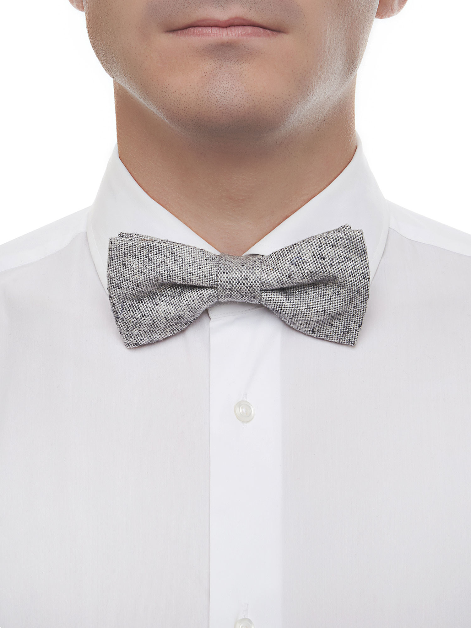Knitted light grey pre-tied bow tie - Rosi Collection