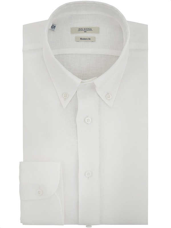 white linen shirt with button down collar