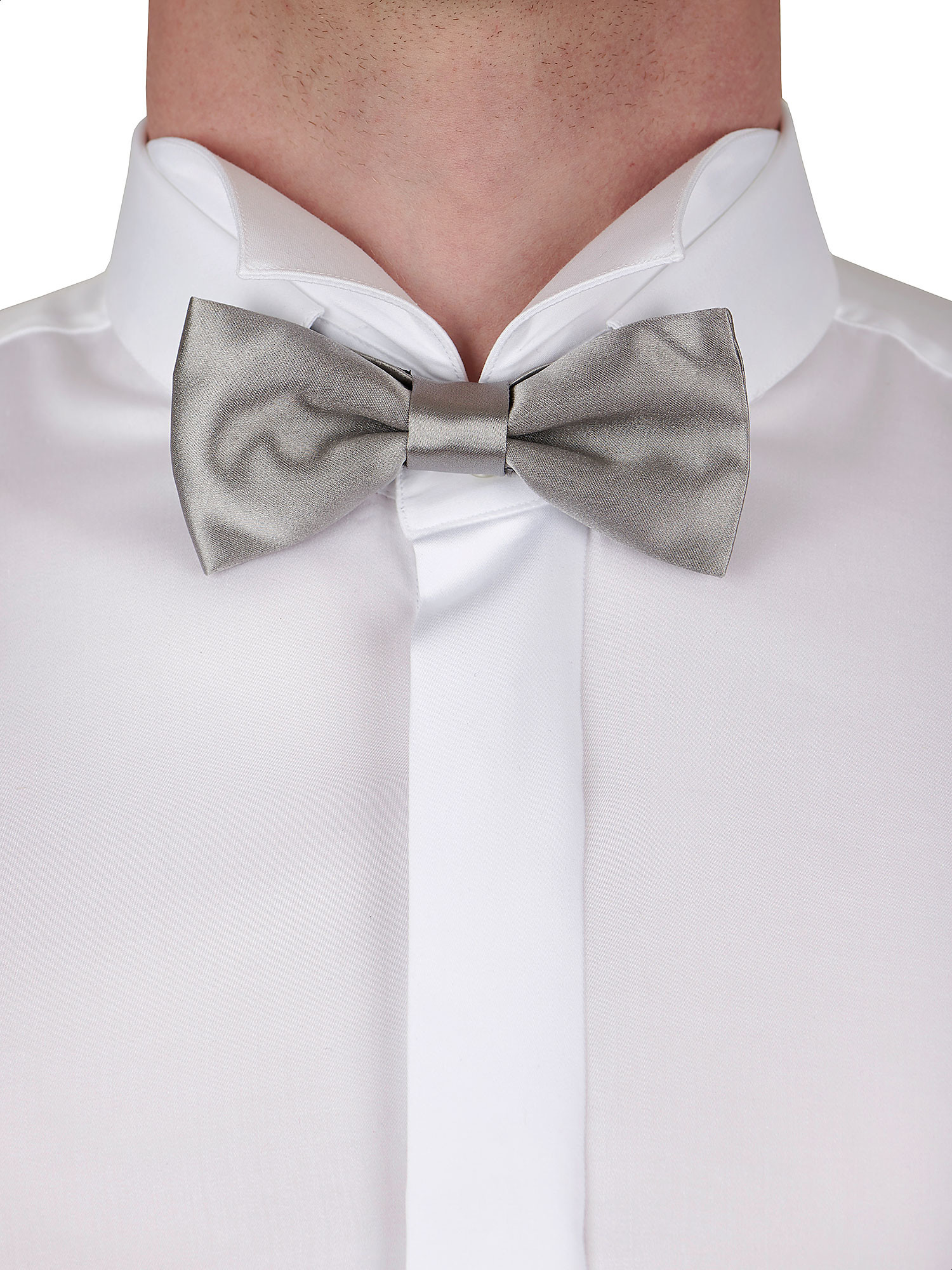 Elegant satin grey silk bow tie - Rosi Collection