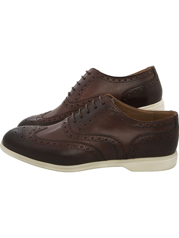 Scarpe Eleganti Da Uomo In Pelle Marrone Oxford - Brogue In Pelle Bovina Pieno Fiore Di Prima Qualita Con Dettagli A Coda Di Rondine Design Classico Con P17633956
