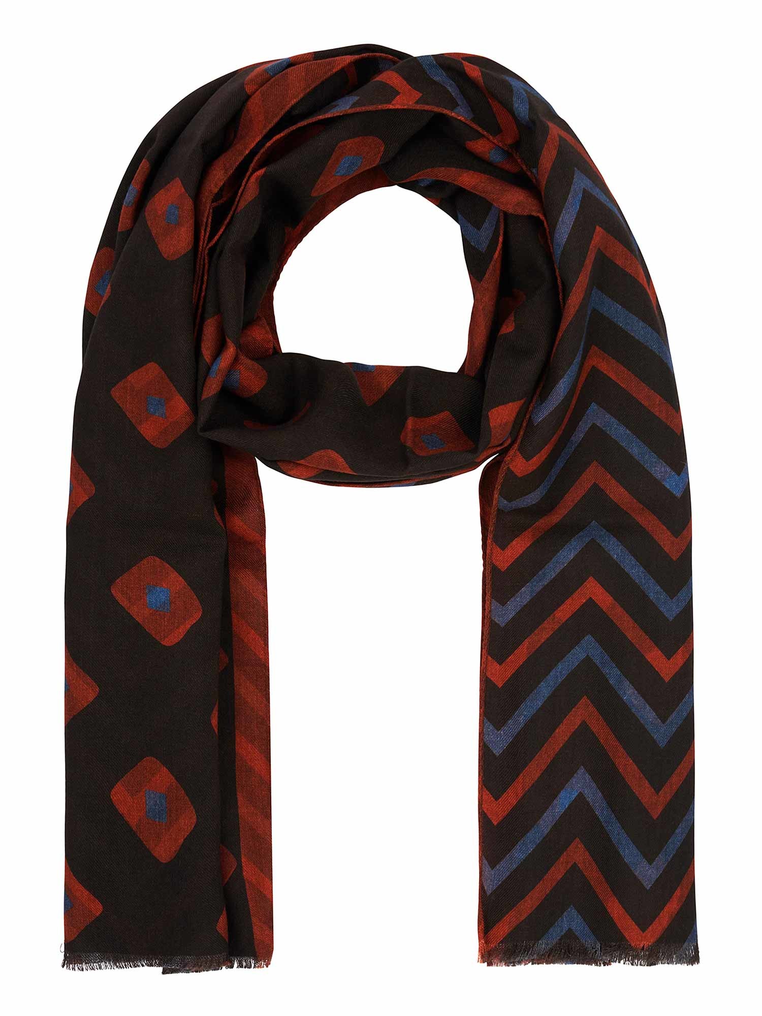 Sciarpa In Cotone 100% Uomo - Blu E Bianco, 185x50 Cm, Tessuta, Da Lindenmann