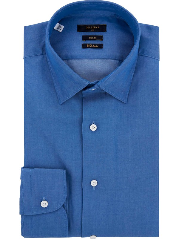 Slim fit blue BIO Shirt - DELSIENA
