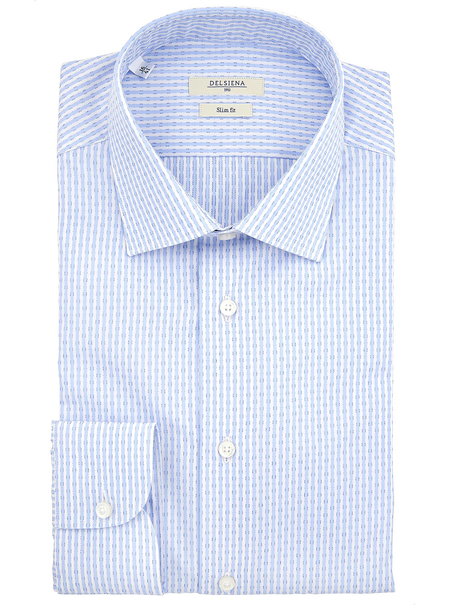 Delsiena light blue striped shirt with cutaway collar