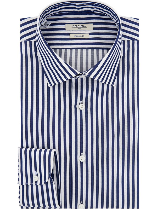 Blue and white striped men's shirt - DELSIENA