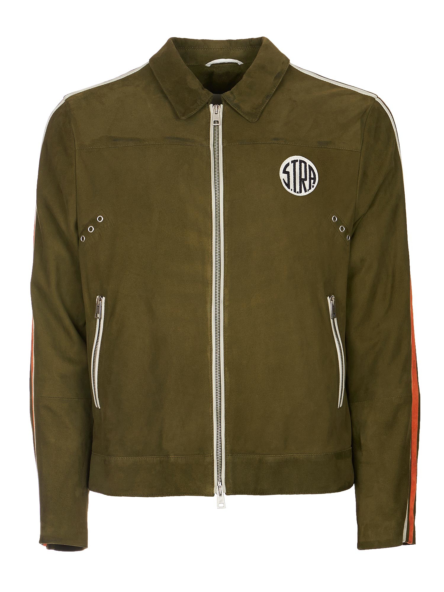 STRA - men's military green suede jacket