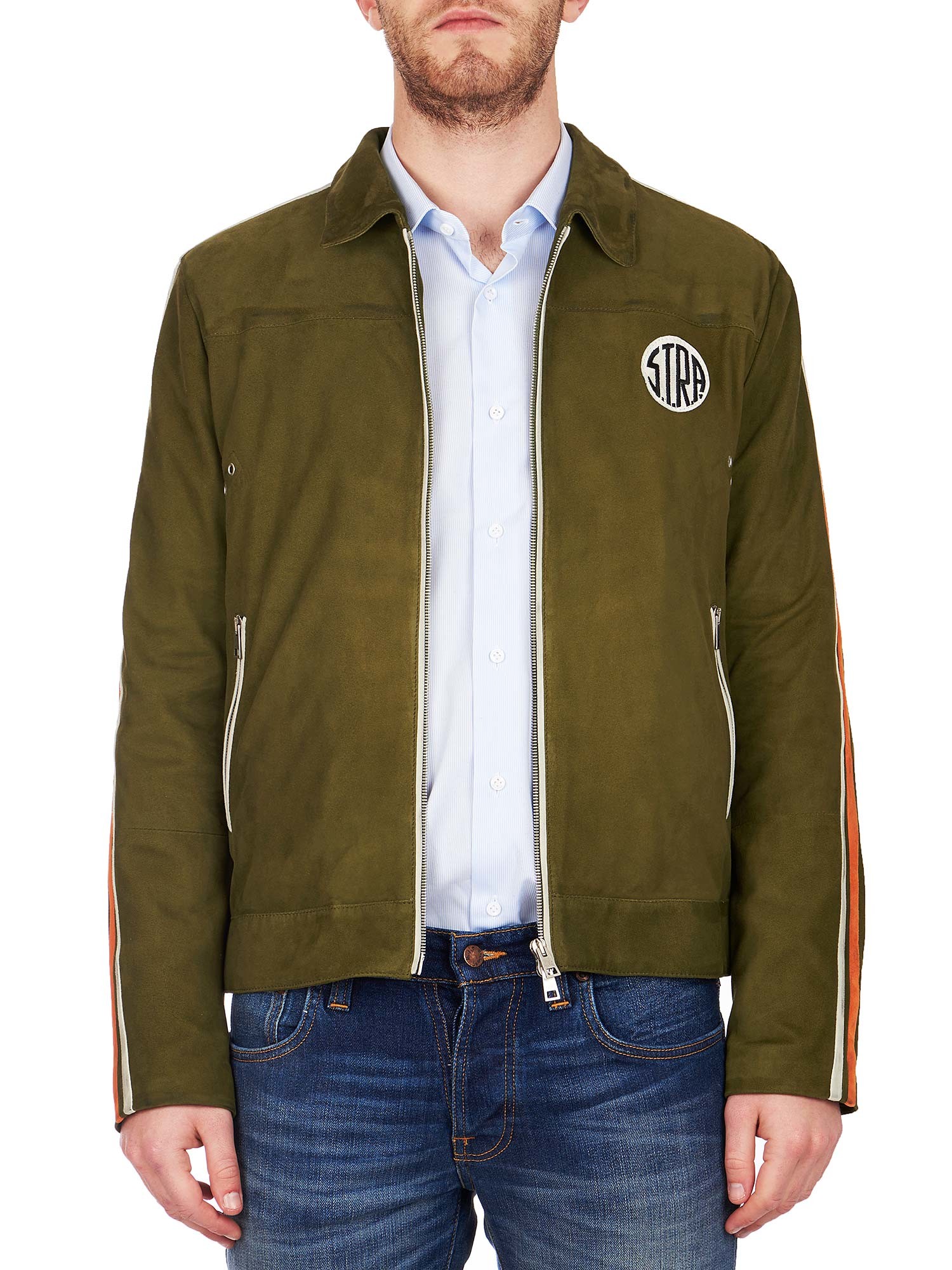 STRA men's military green suede jacket