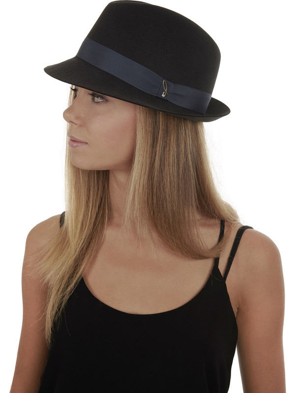 CAPPELLO FELTRO LAPIN TRILBY BLU TESA STRETTA MADE IN ITALY
