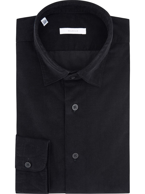 Marcus - Casual men's black velvet shirt