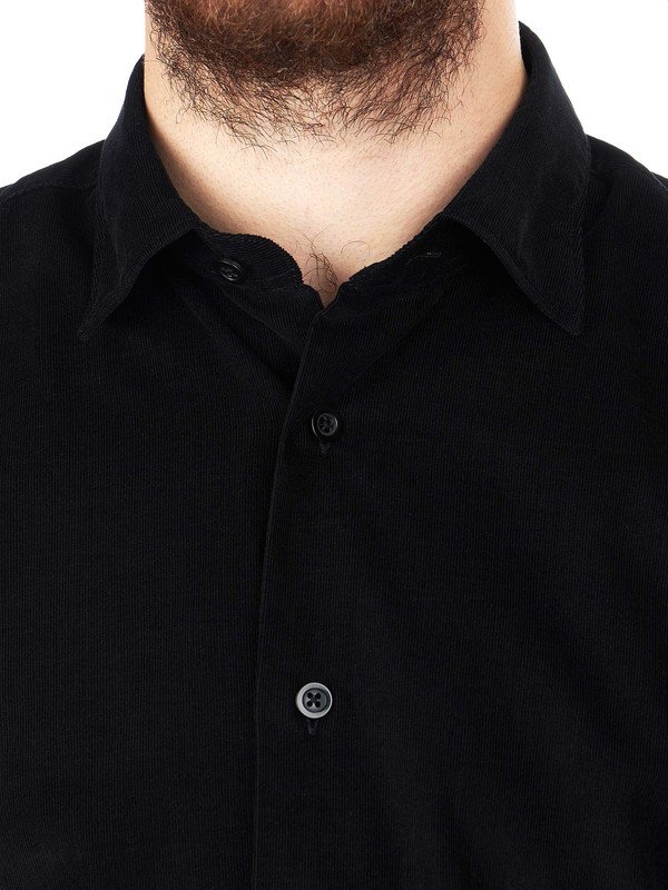 Marcus - Casual men's black velvet shirt