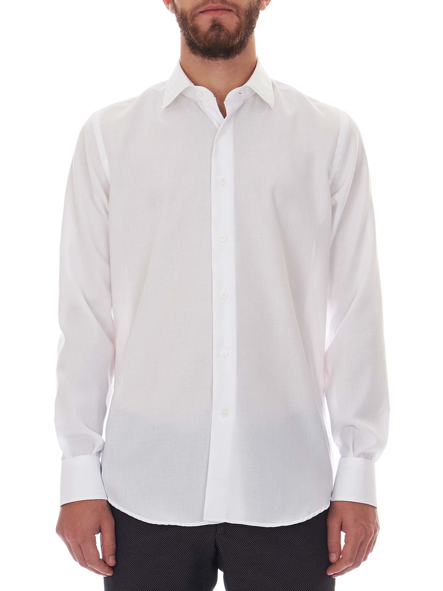 Weißes bügelfreies Hemd mit moderner Passform - Del Siena