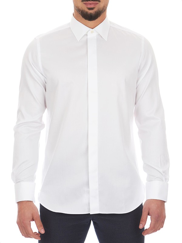 Weißes Zeremoniehemd mit klassischem Kragen Càrrel
