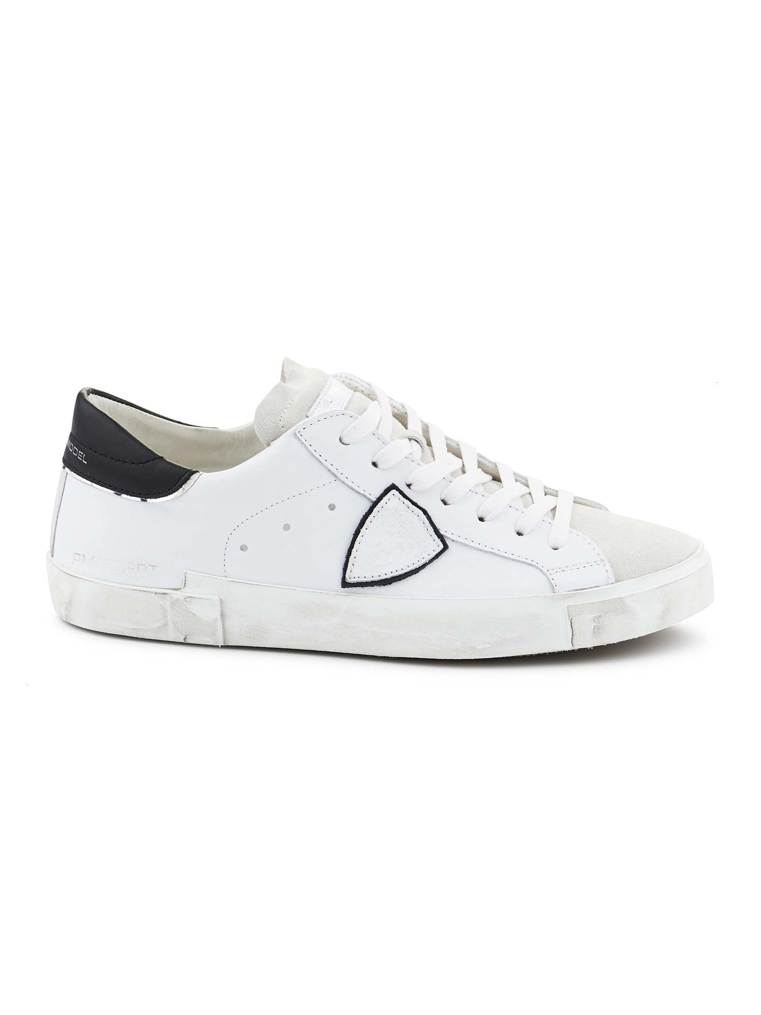 black leather sneaker with white sole