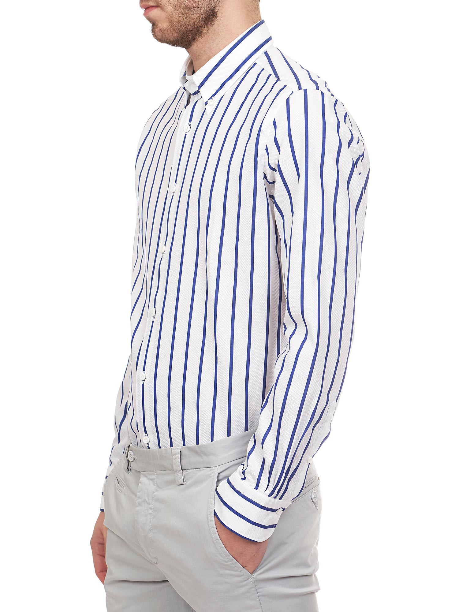 CARREL - Striped shirt with button-down collar washed fabric