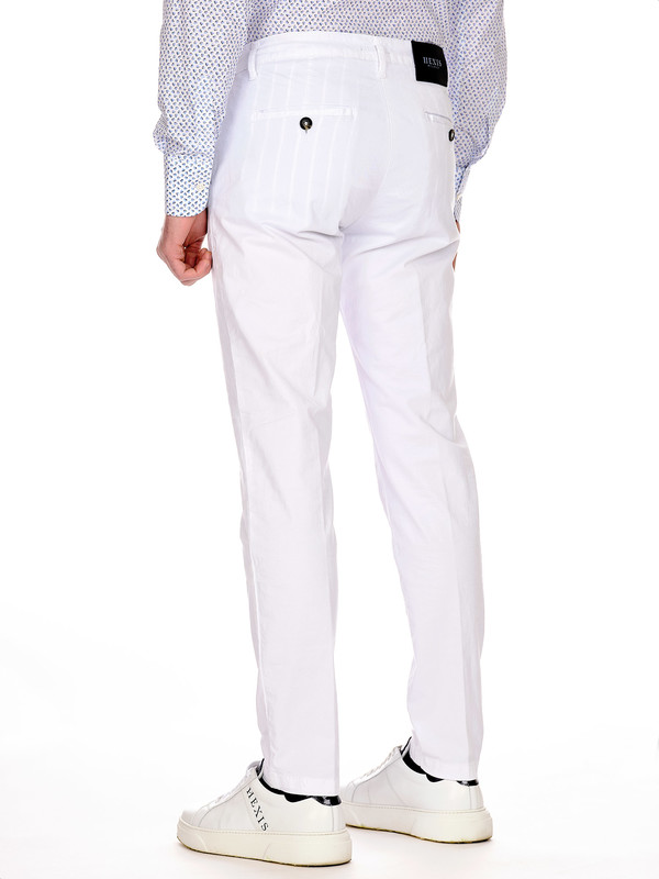 Stretch cotton trousers in Lime white: Luxury Italian Trousers