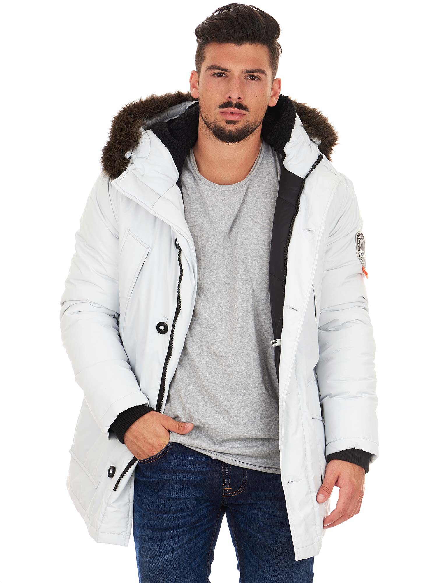 Superdry white jacket with hood