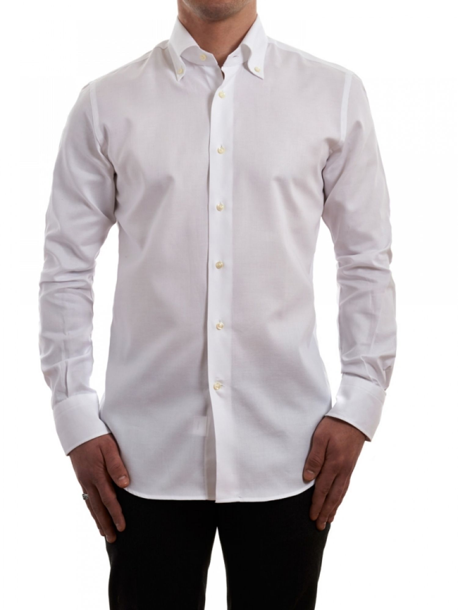 White Lapel Collar Botton Down Fit Daily Shirt