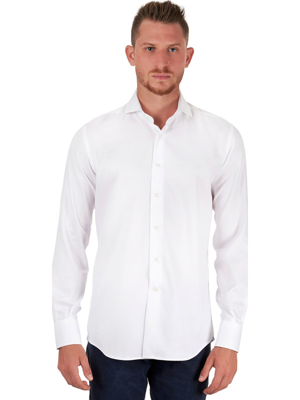 Elegant white shirt in pinpoint cotton fabric - Delsiena