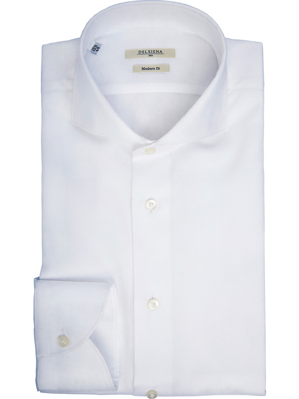 Elegant white shirt in pinpoint cotton fabric - Delsiena