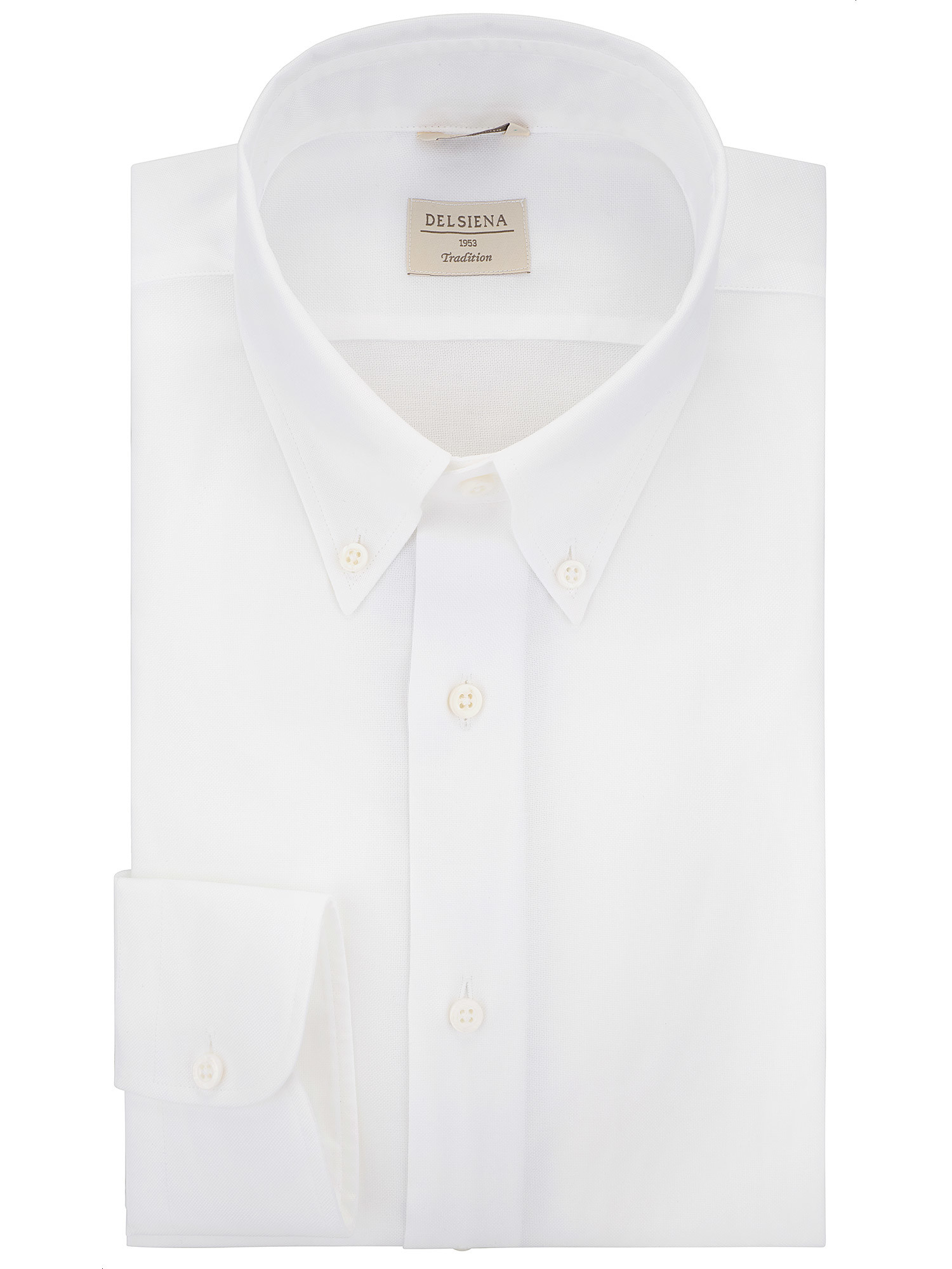 White plain color DelSiena shirt oxford fabric button down collar